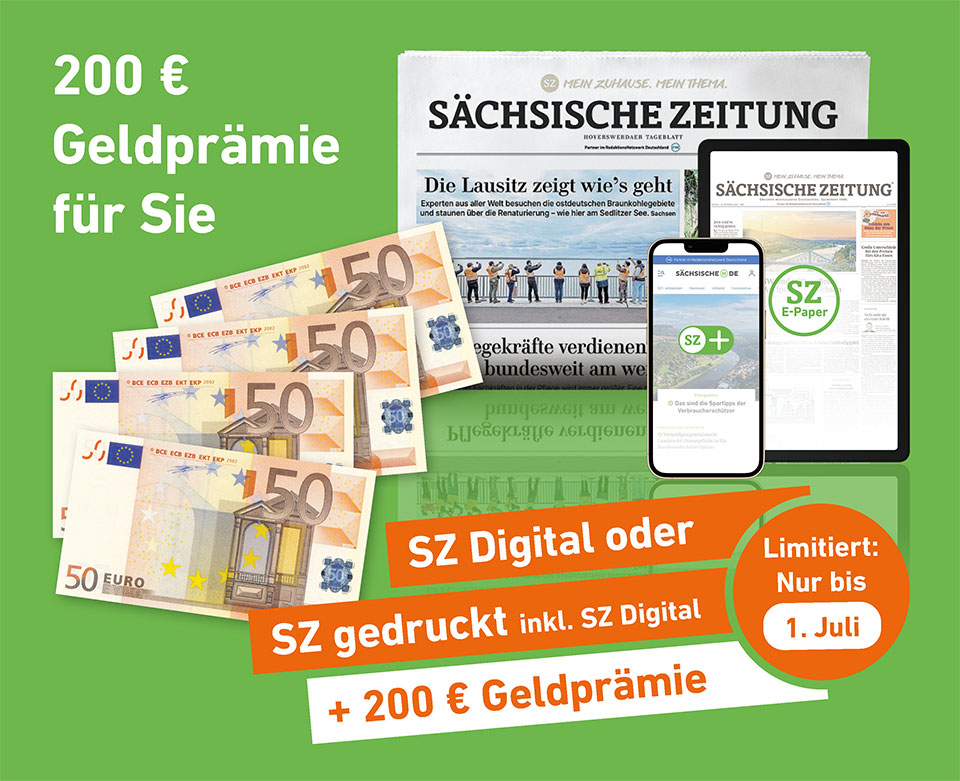 80 Jahre Sächsische Zeitung - SZ Digital oder SZ gedruckt inkl. SZ Digital + 200 € Geldprämie